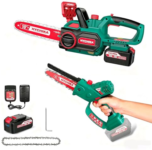 HYCHIKA Power Tool Combo Kit, Mini Chainsaw Cordless, 8 Inch Brushless Electric Chainsaw, 18V Cordless Chain Saws, 18V Battery, Charger, Hand Chiansaw for Tree, Garden, Wood Cutting