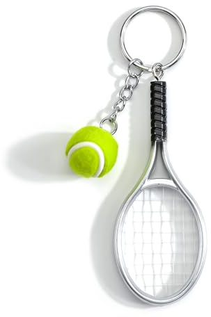 Porte-Clés Balle De Tennis Et Raquette De Tennis, Porte Clé Personnalisé Cadeau Femme Anniversaire, Idée Cadeau Amitié Pour étudiant, Accessoires De Sac Rigolos, Petit Cadeaux Pour Collègue (Argent)