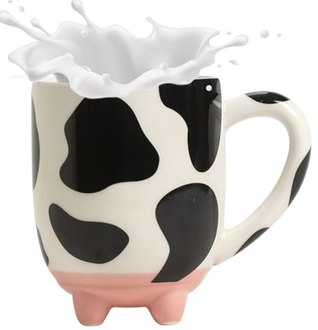 Taza de café de - Taza grande de 430 ml, taza de té de cerámica, taza de té de cerámica, taza de ancha, color y negro, taza hecha a mano resistente a altas temperaturas | Novedad