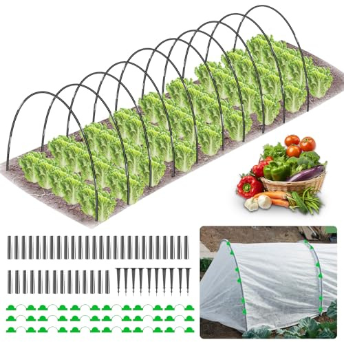 MQJIAZHI 50Pcs Pflanztunnel-pflanztunnel Bögen, Folientunnel für Hochbeet Abnehmbar Hochbeet Abdeckung, Fiberglas-Stützrahmen Pflanztunnel Bögen DIY Folientunnel Bögen für Gemüsebeete und Obstpflanzen