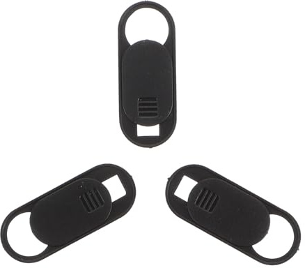 Lurrose Cubiertas para Cámaras Web 3 Piezas, Tapa Protectora de Lente Obturador de Privacidad, Color Negro, Fácil de Instalar, Protección para Portátiles y Teléfonos