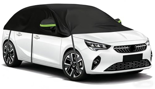 Half Car Cover Replacement for Peugeot 208 2012-2025, Waterproof Half Garage All Weather, Top Roof Protector Half Cover with Straps, Windproof Dustproof Snowproof UV Resistant
