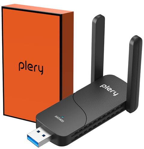 PLERY AXE5400 WiFi 6E WiFi Dongle for PC Long Range with 2 * 6dBi Antennas