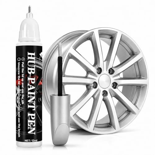 LEMONSTONE Lackstift Silber Metallic Auto, 2-in-1 Alufelgen Reparatur Set mit Spitze & Pinsel, Schnelltrocknender Felgenlack Silber für Kratzer, 12ml Lackstift Metallic Auto für Felgen Karosserie