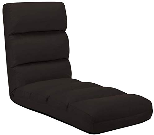 Kaloriko Golvstol, vikbar brun, konstläder, 175 x 56 cm, solstol med sovfunktion, relaxstol med stoppning, ergonomisk recamiere för vardagsrum, kontor och lounge