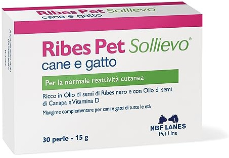 NBF Lanes | Ribes Pet Sollievo Cane e Gatto, 30 Perle Appetibili, per la Normale Reattività Cutanea