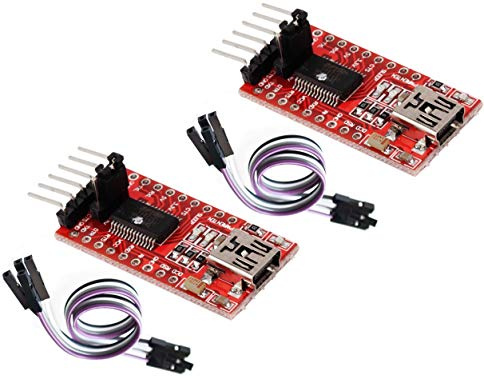 TECNOIOT 2pcs FTDI FT232RL USB to TTL Serial Converter Adapter Module 5V and 3.3V + Cable