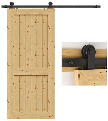 TSMST 173CM/5.6FT Sliding Door Track Kit Sliding Barn Wood Doors Rail T Mount Hangers Black for Single Door