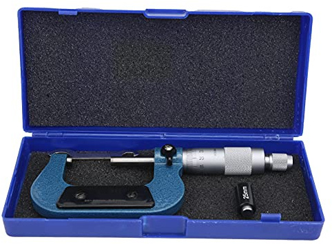 Hyuduo Micromètre en Spirale de 25 à 50 Mm, étriers de Mesure Extérieurs, Instrument de Mesure en Acier au Carbone, Dispositif de Verrouillage de Structure Mécanique, pour la Mesure,micromètre