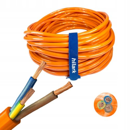 Hilark Cavo di prolunga H07BQ-F 3x2,5 mm 3g2,5 mm (230V, 16A) Cavo Pur arancione/blu (20 metri, Arancia)