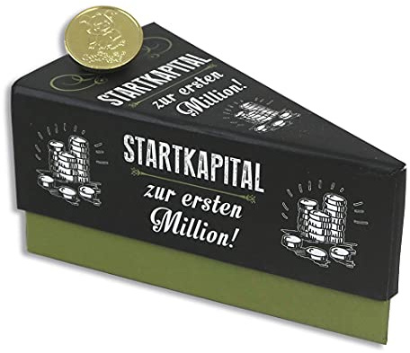 KAMACA Geschenkschachtel Tortenstück für Geldgeschenke kleine Geschenke Präsente Männer Geschenkverpackung Geld Gutschein Geburtstag (Geschenkschachtel Startkapital zur ersten Million)