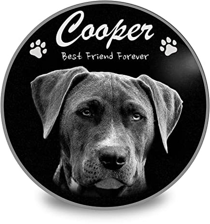 Piedra Conmemorativa Personalizada para Mascotas-Marcador de Tumba de Granito Negro Grabado con Láser con Foto, Placa Duradera para Perro, Gato, Regalo de Simpatía para Uso al Aire Libre y Cementerio