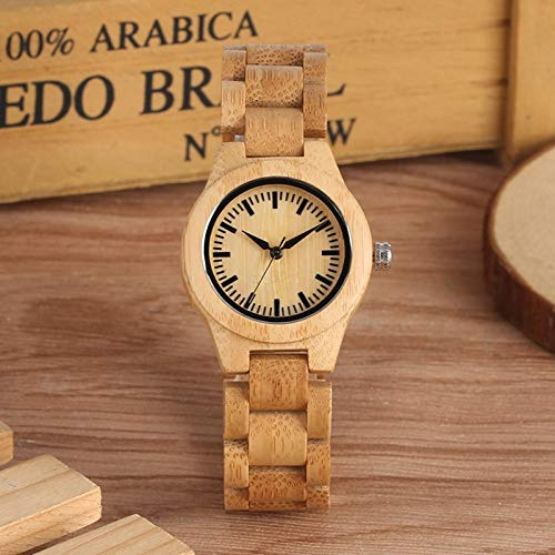 OIFMKC Wooden Watch Minimalist Pure Dial Wood Watch for Women with Adjustable Small Striped Full Wooden Band Quartz Wrist Watches horloges vrouwen