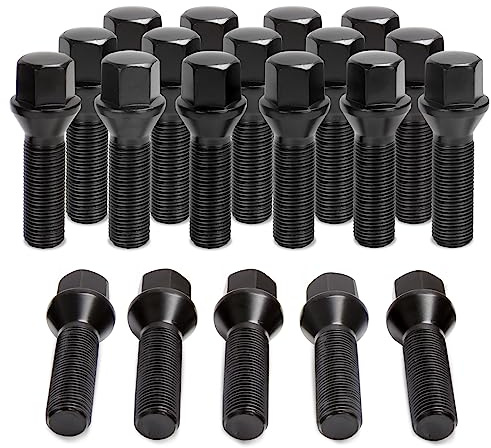 M14x1.5 Extended Lug Bolts for Wheel Spacer, 20PCS 14mmx1.5 40mm Shank Length Conical Seat Aftermarket Wheel Lug Bolts, Compatible with X3 E83 X5 E53 7 Series E6x Mercedes-Benz and More