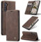 SLWYF Handyhülle für OnePlus Nord Hülle, PU Leder Flip Tasche Klappbar Magnet Wallet Lederhülle, Silikon Bumper Klapphülle Case mit Kartenfäch für OnePlus Nord, Kaffee