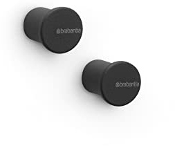 Brabantia - Mindset Ganci porta Asciugamani - Ideali per Bagno o Cucina - Portata 2 kg - Resistenti alla Corrosione - Materiale di Fissaggio Incluso - Set di 2 - Infinite Grey - 2.1 x 2.3 x 2.1 cm