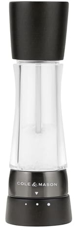 Cole & Mason Derwent Salt Mill - Gourmet Precision Salt Grinder - Refillable Seasoning and Spice Tools - Adjustable Seat, Himalayan and Kosher Salt Grinder Settings - Dark Wood