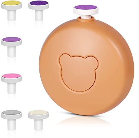 Vicloon Baby nageltrimmer elektrisk, 6-i-1 batteridriven nageltrimmer manikyrset, elektrisk nageltrimmer för baby nagelklippare elektrisk trim polering skötselkit - orange (batteri ingår inte)