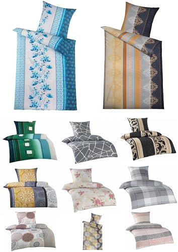 MB Warenhandel24 Bettwäsche Seersucker Microfaser 4 teilig Doppelpack Spar Set mit Reißverschluss 2X 135x200 cm + 2X 80x80 cm (Belinda)