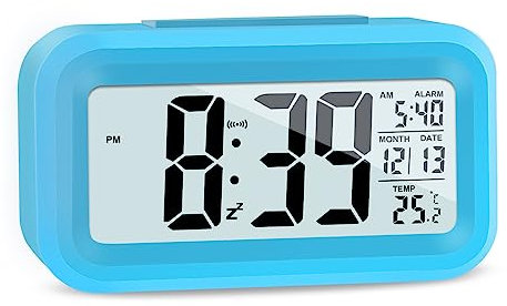 JOPHEK LCD Horloge Digitale Réveil, Réveil De Voyage avec Température Date Snooze, Horloge Numérique sans Tic-Tac pour Chambre Bureau de la Famille