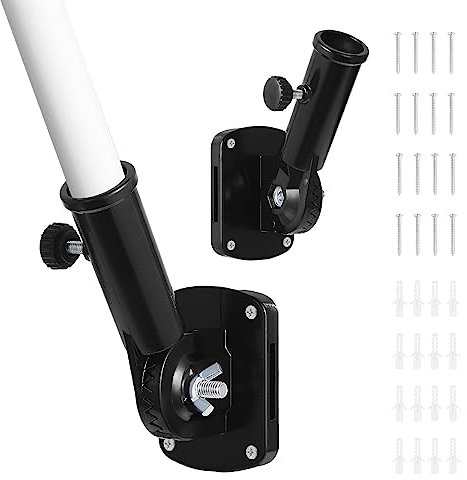 Coolty 2pcs Soporte para Mástil de Bandera de Metal Soporte de Montaje Ajustable Soporte de Asta de Bandera con Tubo de Expansión, Tornillo (Negro)