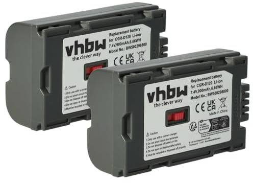 vhbw 2X Batterie Compatible avec Panasonic NV-DS28 | NV-DS3, NV-DS29, NV-DS33, NV-DS30, NV-DS27, NV-DS25 caméra vidéo caméscope (900mAh, 7,2V, Li-ion)