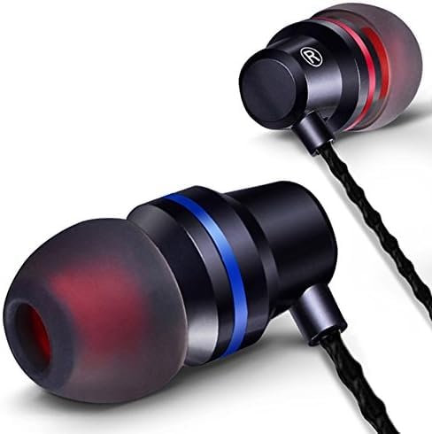 Earphones Wired In-Ear Headphones, 3.5mm Jack Headphones for Android Phones,Deep Bass Wired Earbuds with Microphone Noise Isolating Headset Compatible with Sam-sung Android Laptops Computers(Black)