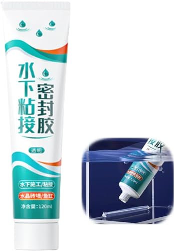Underwater Bonding Waterproof Adhesive, Glass Water Tank Repairing Bonding Tape, Sealant With Water Plugging Glue, Aquariums Leak Repair Glue, 120ml (White)