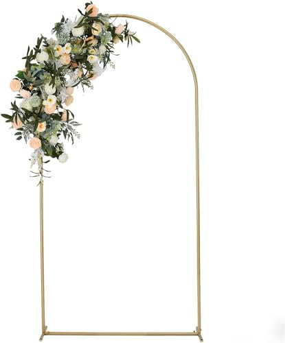 VINCIGANT 6.6FT Wedding Arch Backdrop Stand, Gold Metal Balloon Arch Stand for Ceremony, Birthday Party, Baby Shower, Anniversary Background Decoration (NOT Include a Cover)