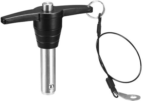 QUARKZMAN T-Griff Verriegelungsstifte, 5/8 Stift-Durchmesser, 1-37/64 Verwendungslänge, Edelstahl-Schnellverschlussstift mit Sicherungsseil (16mm-40mm)