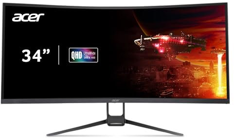 acer Nitro 34 Inch UWQHD 3440 x 1440 1000R Curved PC Gaming Monitor | AMD FreeSync Premium | Up to 180Hz Refresh | Up to 0.5ms | AdobeRGB 90%| Delta E<2 | 1 DP 1.2 & Two HDMI 2.0| EDA343CUR V3bmiippx