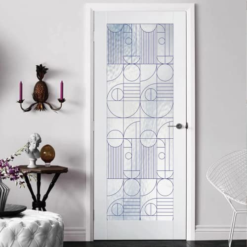 Neukids Geometrie Fensterfolie Selbsthaftend Milchglasfolie, sichtschutz Fenster innent, Statische Fensterfolie Streifen, Selbstklebende Dekorfolie Wohnzimmer Schlafzimmer Küche Bad 58×200CM