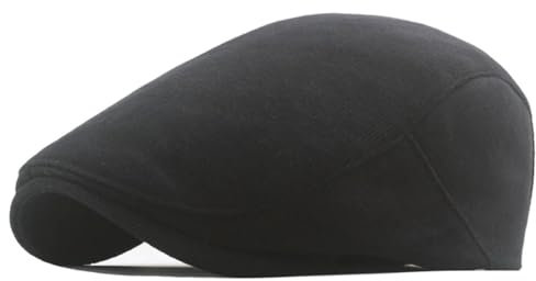 WOYUANSHA Barett Baskenmützen Für Herren Vintage Baskenmütze Für Herren Und Damen Cord Fischgrätenmuster Schirmmütze Flache Kappe Entenschnabelmütze 56–61 cm Schwarz