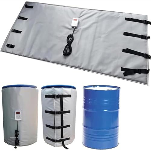 IBC Drum Heater Blanket,Metal Oil Drum Heater,Oil Drum Electric Heating Jacket,0~150℃ Temperature Controller,Waterproof Insulation Materials,for Oil Drums And Liquefied Tanks,55Gallon/200L-Grey