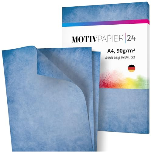 Einladungskarten Manufaktur Hamburg 60 Blatt Briefpapier Set beidseitig bedruckt Motivpapier Papier A4 Druckerpapier 90g/m² Vintage Retro Antik blau altes Papier