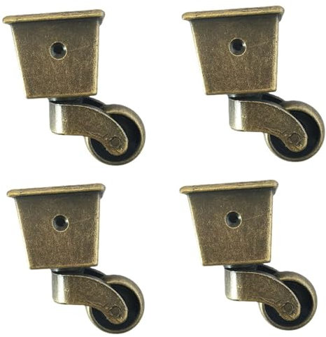 25mm Roulettes de Meubles Universelles,Roulettes en Alliage de Zinc,Lot de 4 Roulettes Pivotantes de CarréE Antique,Rotatives à 360°,Haute Capacité de Charge 180kg,pour Pieds de Piano,Fauteuils