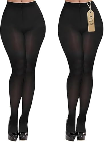 YOGINGO 2 Pairs Women's Black Sheer Tights - 80D Control Top Pantyhose with Reinforced Toes1