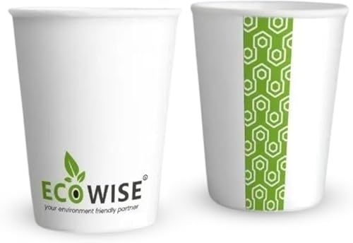 Confezione da 50 bicchieri di carta usa e getta bianchi per bevande calde e fredde, 230 ml, biodegradabili, per casa, bar, feste di compleanno, tazze da caffè e acqua