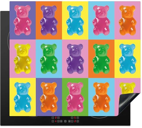 KitchenYeah© Protege Couvre Plaque De Cuisson Décoration Cuisine Tapis | 60x52 cm - Protection Protecteur Induction Art - Bonbons - Coloré