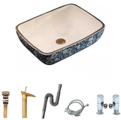 DFGHNBVC Lavabo de Salle de Bain Vasque à Poser rétro Vasque d'hôtel d'art Vasque en céramique Vasque à Poser pour Balcon Vasque de Salle de Bain Vasque à Poser，One Color-B