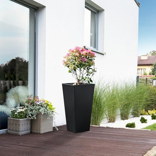 casa.pro Pflanzkübel Vaargel Blumentopf 76 x 39 x 39 cm Pflanzkasten wetterfest Pflanzentopf Pflanzsäule Blumenkübel Outdoor Indoor Blumenkasten verzinkter Stahl Schwarz