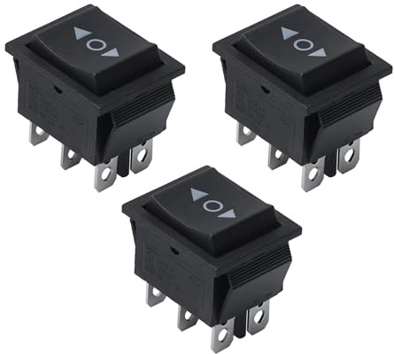 APIELE 3 Stück KCD2-223-JT-Momentan-Schaltschalter im Rocker-Design mit 12 Volt 6-poliger Pol-Umkehr-Schalter DPDT mit 3 Stellungen 10 Ampere und 250 Volt automatischer Schalter