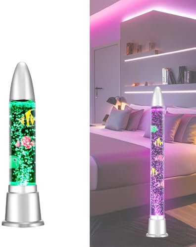 UEGFSIJRF Lámpara de Burbujas con Movimiento silencioso y luz Ambiental de 7 Colores, decoración Zen for aliviar el estrés, luz Nocturna for niños y Ayuda for la meditación.(50cm/19.68in)