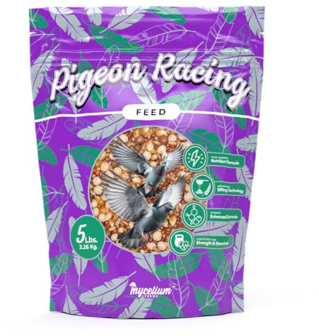 Mycelium Organic Racing Pigeon Food (5 LB Bag) | High-Protein Bird Seed with Vitamin Premix | Supports Endurance, Muscle Recovery & Flight Performance | Non-GMO, No Fillers, Made in USA