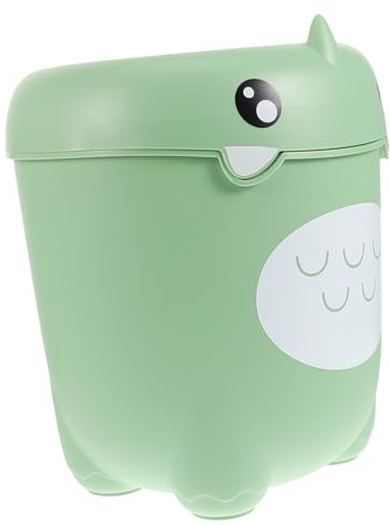 Poubelle Créative pour Garçon et Filles Dinosaure Dessin Animé en Plastique | Couvercle, Vert Clair, Chambre D’étude et Maison, Forme Cartoon Simple