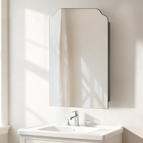 Bathroom Cabinets with Mirror, Bathroom Mirror Cabinet, 73 x43.5 x15CM Mirrored Cabinet for Bathroom, Wooden Single Door Storage Mirrored Wall Mounted Cabinets with HD Mirrors, Patent Pending