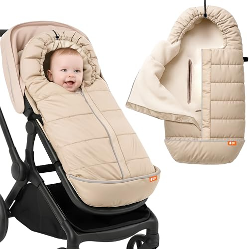 Baby Uma Pram Footmuff for Pushchair Universal - Oeko-TEX® Standard 100, Fleece-Lined & Wateproof Pram Liner with Drawstring Hood, Universal Footmuff for Stroller, Fits 3 & 5-Point Harnesses