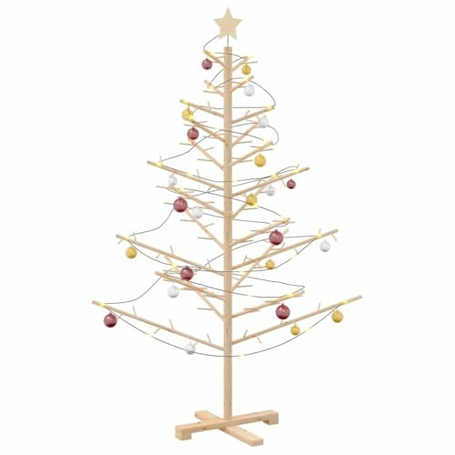 vidaXL Árbol de Navidad de Madera Natural 150 cm Madera Maciza de Pino, Decoración navideña Moderna, árbol de Madera Resistente, Acento Festivo Funcional, Estilo Elegante para tu Sala
