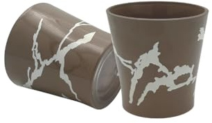 Omniacasa Marbré Taupe – Lot de 6 verres à eau en verre avec décor blanc effet marbre, finition brillante – Fabriqué en Italie