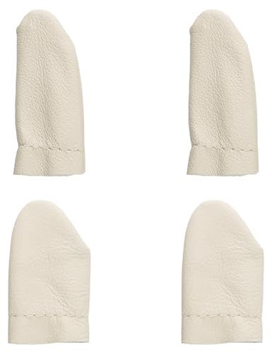 Hopzab 2 Pairs Leather Finger Protector, Sewing Thimble & Needle Felting Finger Guards, PU Leather Protectors for Knitting, Embroidery, Crochet, and Hand Craft (Random Color)